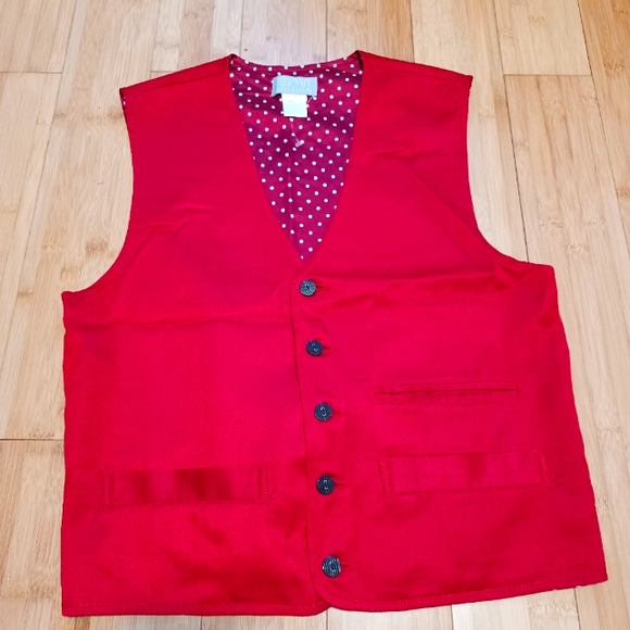 NWOT Esprit Reversible Passion Red & Wine Polka-dot Vest Small - Picture 8 of 11